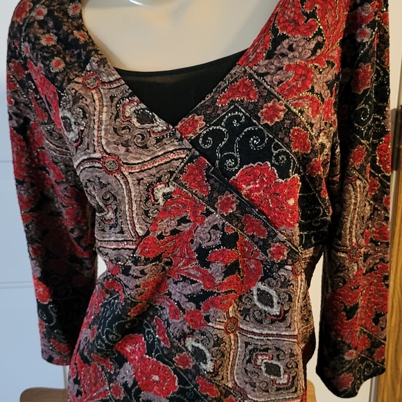 Gorgeous Holiday Blouse L-XL Like New - Picture 3 of 6